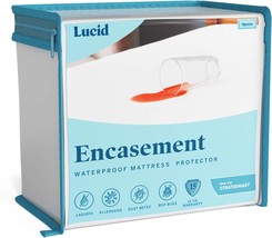 Lucid Encasement Mattress Protector - White, Queen - Fully Encloses Mattress For - £28.25 GBP