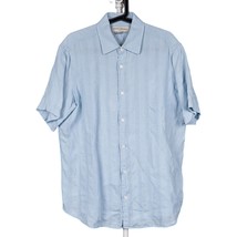 Banana Republic Outlet Linen Shirt M Mens Blue Button Up Textured Guayabera - £18.27 GBP