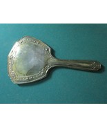 Antique Silverplate Metal Hand Mirror Repousse Victorian Beveled  Mirror - $130.67