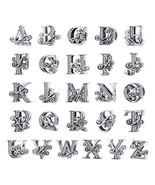 925 Sterling Silver Letter Vintage A to Z 26 Letter Charms Openwork CZ Alphabet  - $22.00