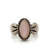 Vintage Signed 925 Carolyn Pollack Relios Pink Mother of Pearl Ring Band 7 1/4 - £43.52 GBP