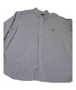 Polo Ralph Lauren Shirt Men 2XB Blue Plaid Cotton Stretch Long Sleeve Bu... - $31.68
