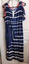Chico&#39;s Stretch Wrinkle Free Nautical Striped Midi Length Dress Womens S... - $42.95