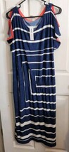 Chico&#39;s Stretch Wrinkle Free Nautical Striped Midi Length Dress Womens S... - £34.41 GBP