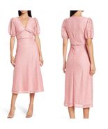NSR Puff Sleeve Lace Midi Dress, Size Medium, 6/8, Pink, NWT - $49.00