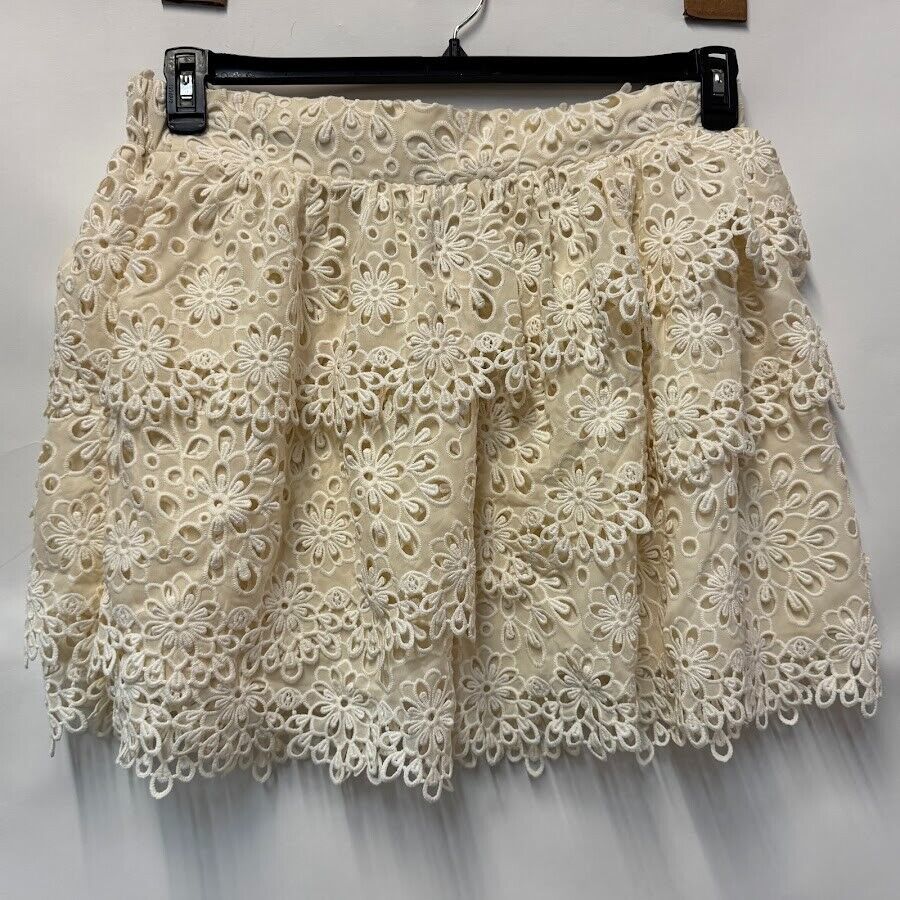 INC Womens XL Off White Nomi Dye Lace Detail Tiered Mini Skirt NWT BS89 - $39.19