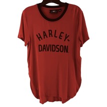 Harley Davidson M Medium Pullover Womens Red Short Sleeve Rayon Blend Cr... - £10.62 GBP