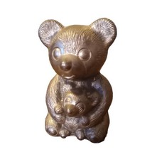 Vintage Pewter Mommy Teddy Bear &amp; Baby Bear Bank Piggy Bank Nursery Chil... - $13.98