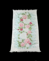 Vintage Fieldcrest Pink Roses Floral Fringe Bath Towel Made In USA 27&quot;x45&quot; - £30.07 GBP