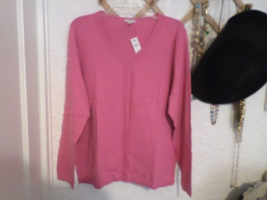 Talbots Women&#39;s Modern V Neck Lightweight Cotton Sweater Sz XL Pink - £22.10 GBP