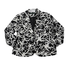 Harve Benard Blazer Womens M Black White Floral Long Sleeve Collared Top - £22.10 GBP