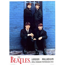 THE BEATLES POSTER 22x33 IN LONDON PALLADIUM 1963 SIGNATURES BLUE WALL R... - $29.99