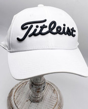 Titleist Performance White Golf Hat Adjustable Moisture Wicking Black Logo Cap - $11.29
