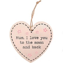 Mum, I Love You Shabby cHIC Hanging Heart Sign.H:12.00cm x W:11.50cm x D:0.50cm - £5.25 GBP