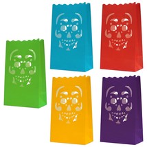 50 Pcs Day Of The Dead Luminary Bags, Halloween Luminary Bags, Flame Res... - $39.99