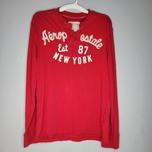 Aeropostale Mens Shirt Large Red New York Sweatshirt Long Sleeve Buttons... - $13.99