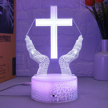 Cross 3D Small Night Lamp Colorful Touch LED Table Lamp Living Room Ambience Lig - £13.11 GBP