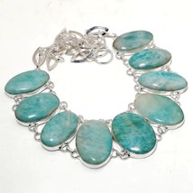 Amazonite Oval Shape Gemstone Handmade Antique Gift Necklace Jewelry 18&quot; SA 2486 - £11.05 GBP