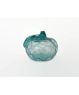 Vintage Crackle Glass Apple Clear Aquamarine Blue, Hand Blown, Hollow - $33.00