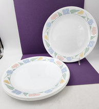 Set of 4 Corelle FRIENDSHIP Dinner Plates 10¼&quot; White Blue Pink Orange Fl... - $25.00