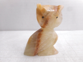 Vintage Hand Carved Multi-Color Onyx Stone Owl Statue Small Figurine 3&quot; Tall - £17.20 GBP