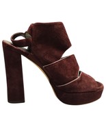 Stuart Weitzman Strappy Slingback Heels Womens Size 8 Burgundy Suede Pee... - $104.49