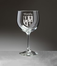 Murphy Irish Coat of Arms Red Wine Glasses - Set of 4 (Sand Etched) - £54.07 GBP