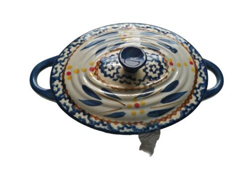 Primary image for Vintage Temp-Tations by Tara Old World Blue 9 oz Baking Dish w/ lid handles