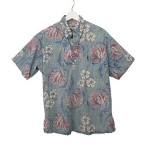 Reyn Spooner Hawaiian Pullove Shirt Mens Medium Reverse Print Tropical Floral - £38.00 GBP