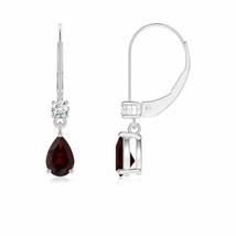 Authenticity Guarantee 
ANGARA Garnet Leverback Drop Earrings with Diamond in... - £411.54 GBP