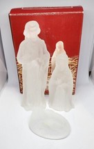 Crystal Frosted Glass Nativity Figures 3 PC Set Centurion Jesus Mary &amp; Joseph - £10.11 GBP