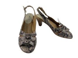 Softspots Sandals Women 8 M Neima Shoes Tan Black Snake Print Peep Toe S... - $19.62