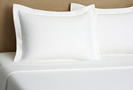Sferra Morada White Euro Sham Solid Basket Weave 100% Cotton Matelasse S... - $14.00