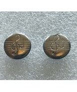 Pair Vintage Silver Tone Metal Musical Note Buttons - $8.91