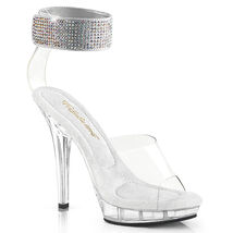 SALE PLEASER Sexy Clear Platform Glitters Ankle Strap 5" Heel Sandals Sh... - $38.97