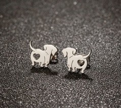 Dachshund Dog earrings - Silver stud earrings - Sausage Dog Earrings Wit... - £8.89 GBP