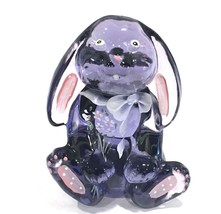 Fenton Purple Long Eared Bunny Rabbit Hand Painted Signed Logo &amp; Origina... - $89.09