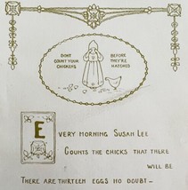 Don&#39;t Count Your Chickens 1906 Wise Sayings Print 6 x 4&quot; MilIicent Sower... - $19.99
