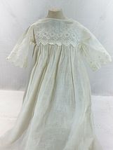 Vintage Long Baby Christening Gown with Eyelet Bodice and Sleeves - $35.00