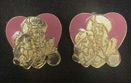 Lot 2 Disney Trading Pin Aladdin &amp; Jasmine Pink Heart - £14.60 GBP