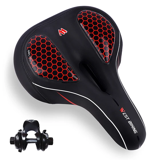 WEST BI MTB Bike Saddle Seat with Cycling Taillight Thicken Comfortable Bike Bic - £148.18 GBP