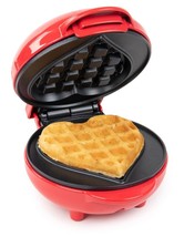 Red Mini NonStick Heart Waffle Maker Perfect for Single Serving Love Wedding NEW - £8.29 GBP