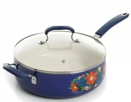 Pioneer Woman Dazzling Dahlias ~ Saute Pan ~ Fry Pan w/Lid ~ 4.6 Quart - £44.12 GBP