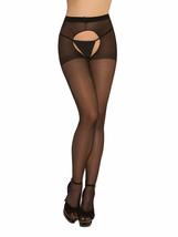 Angelique Womens Sheer Black Crotchless Pantyhose Hosiery Stockings Tights- 2 pa - £13.76 GBP