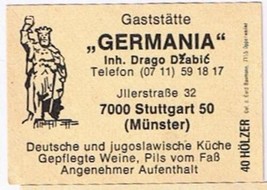 Matchbox Label Germany Gaststatte Germania Munster - £0.77 GBP