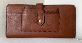 New Fossil Myra Tab Clutch Leather Wallet Medium Brown - £33.46 GBP