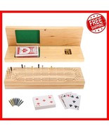 Luxury Wooden Cribbage Board Game Set - 3 Track for 2-3 Players, Travel ... - $70.23 CAD