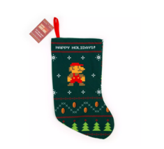 Super Mario bros 18&quot; Holiday Christmas Stocking Retro NES Nintendo Gift NEW Tags - £12.44 GBP