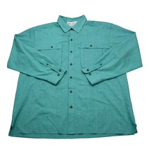 Magellan Shirt Mens XL Green Long Sleeve Collared Button Up Pocket Polyester - £19.32 GBP