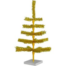 18&#39;&#39; Gold Tinsel Tree Christmas Holiday Tree 1FT Table-Top XMASS Decor Golden - £59.14 GBP
